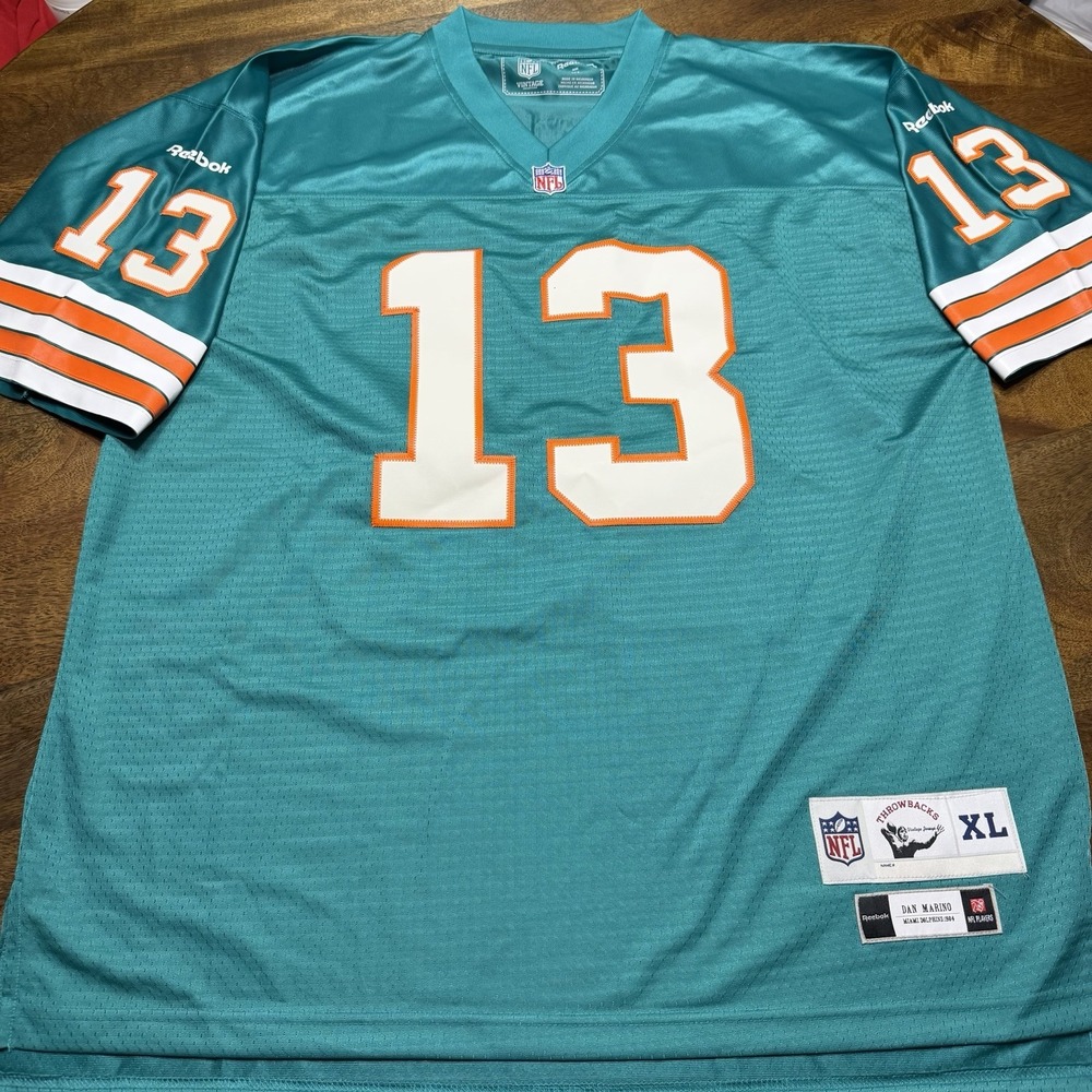 Dan Marino Miami Dolphins Reebok Throwbacks Vintage Style Stitched Jersey XL EUC
